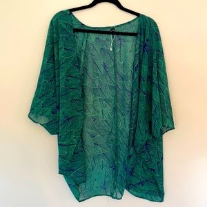Cute leaf pattern kimono cardigan